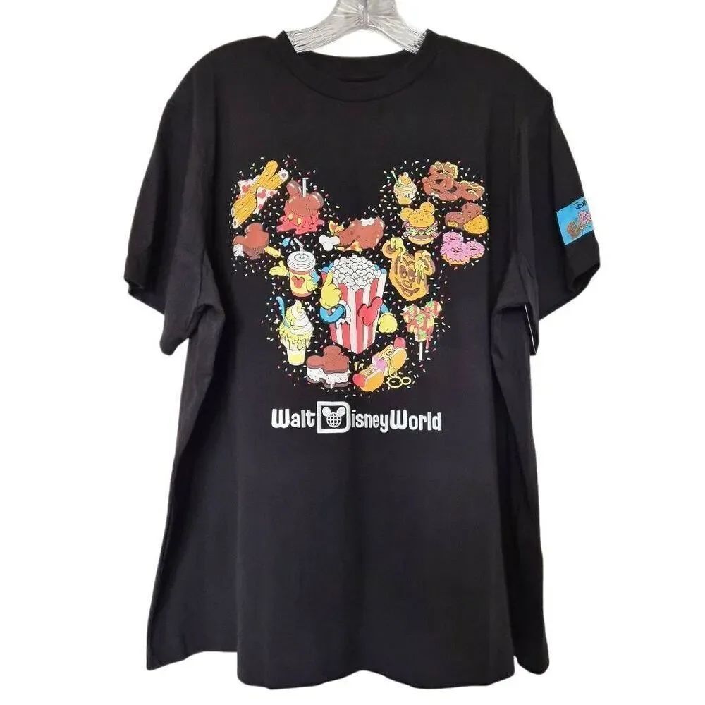 Disney Parks Disney Eats Mickey Snack Foods Black Graphic Shirt 2024 Sz XL